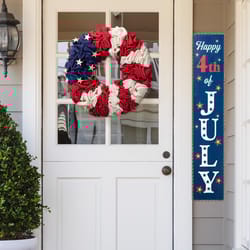 Glitzhome Patriotic Wreath Linen/Other/Styrofoam 1 pc 18