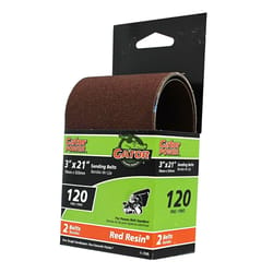 Gator 21 in. L X 3 in. W Aluminum Oxide Sanding Belt 120 Grit Fine 2 pc