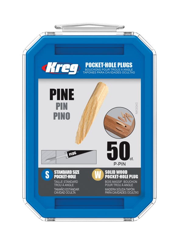 Kreg Round Pine Pocket-Hole Plug 0.375 in. D X 1.875 in. L 50 pk Brown -  P-PIN