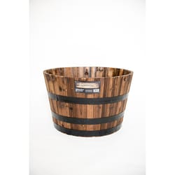 Real Wood Products 16.5 in. H X 26 in. W X 26 in. D Wood Half Whiskey Barrel Planter Brown