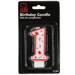 Chef Craft White/Red Unscented Scent Birthday Candles