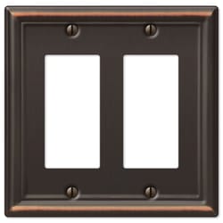 Amerelle Chelsea Aged Bronze 2 gang Stamped Steel Decorator Wall Plate 1 pk
