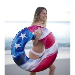 PoolCandy Blue/Red/White PVC Inflatable USA Flag Floating Tube