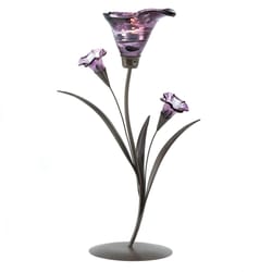 Gallery of Light 13.5 in. H X 4.625 in. W X 8.5 in. L Serene Lily Glass/Iron Decorative Candle Holde