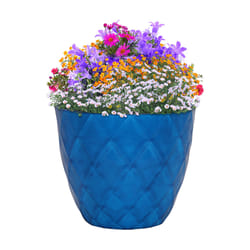 L&G Solutions 13.5 in. H X 16 in. D Polyresin Diamond Planter Blue