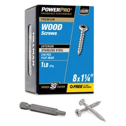 HILLMAN Power Pro No. 8 Ga. X 1-1/4 in. L Stainless Steel Star Flat Head Exterior Deck Screws 1 lb 2