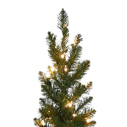 Celebrations 5 ft. Pencil LED 100 ct Green Alpine Resin Potted Christmas Tree