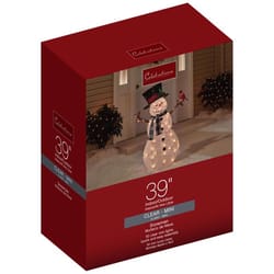 Celebrations Red Incandescent Clear Snowman with Cardinal 3.25 ft. Yard Decor