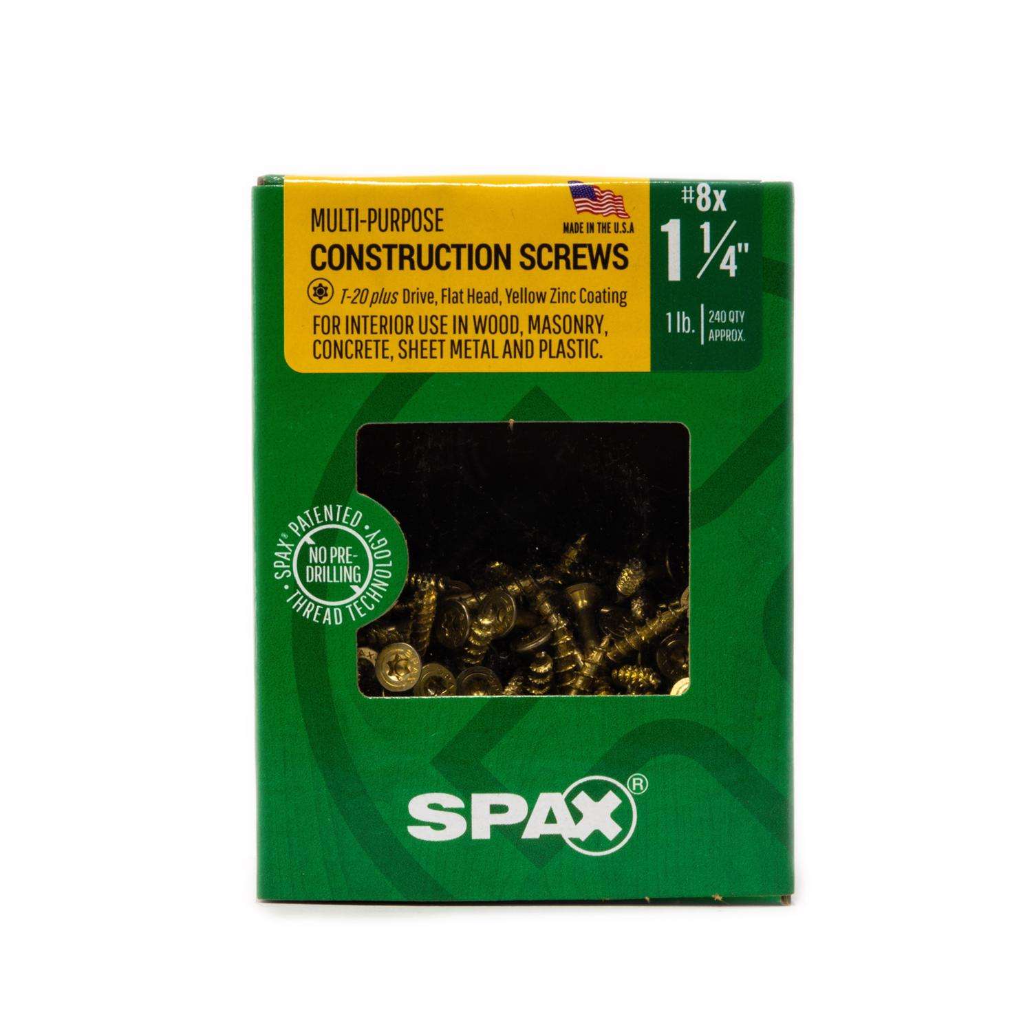 SPAX MultiMaterial No. 8 in. X 11/4 in. L T20+ Flat Head Serrated