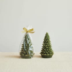 Creative Co-Op Green Unscented Tree Shaped Candle