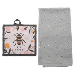 Karma Reese Multicolored Bee Cotton/Polyester Pot Holder and Tea Towel