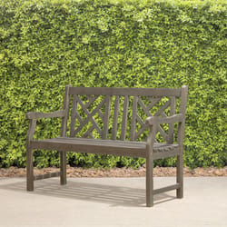 Azen Lidwina Gray Wood Patio Bench 35 in. H X 48 in. L X 22 in. D