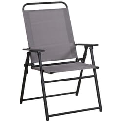 Living Accents Black Steel Frame Sling Chair Gray