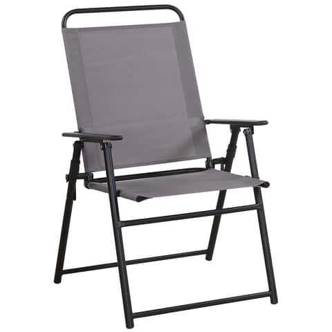 Living Accents Black Steel Frame Sling Chair Gray Ace Hardware