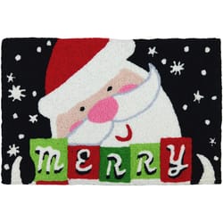 Jellybean Merry Santa 20 in. W X 30 in. L Multi-Color Pattern Polyester Accent Rug