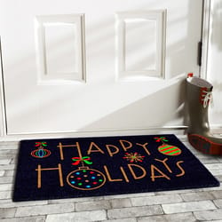 Home & More 1.42 W X 2.42 L Multi-color Happy Holidays Coir Door Mat