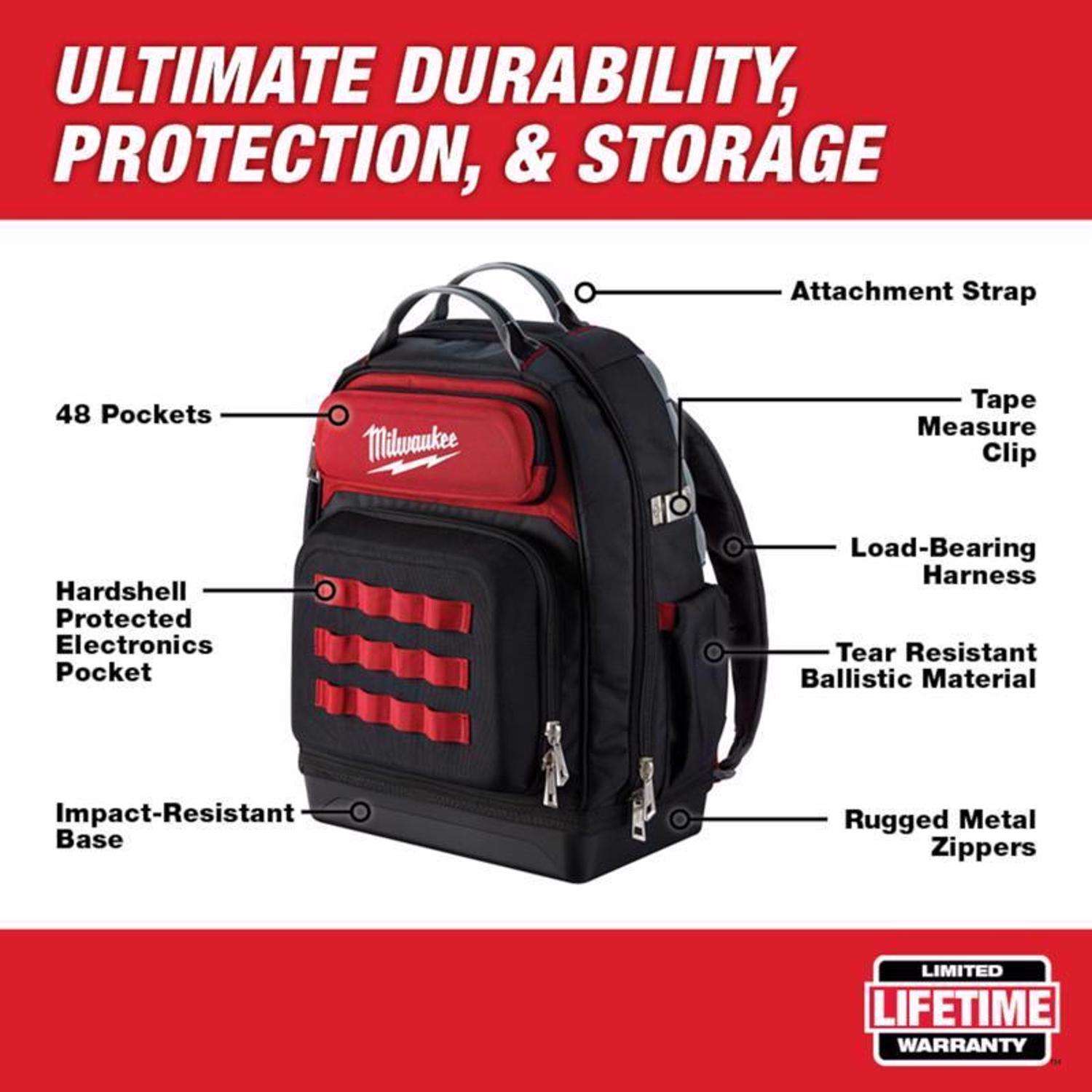 Craftsman 13 in. W x 9.75 in. H Wide Mouth Tool Bag 6 Pocket Black/Red