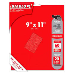 Diablo 11 in. L X 9 in. W 60 Grit Aluminum Oxide Sanding Sheet 20 pk