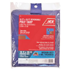 Ace 10 ft. W X 20 ft. L Medium Duty Polyethylene Tarp Blue/Brown