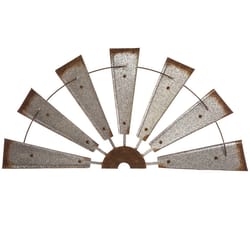 Glitzhome 6.14 in. H X 2.17 in. W X 31.98 in. L Brown/Silver Iron Wind Spinner Wall Decor