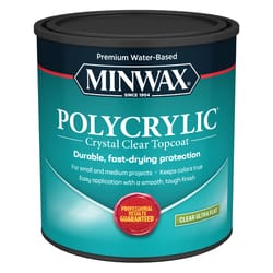 Minwax Ultra Flat Crystal Clear Water-Based Polycrylic Protective Finish 1 qt