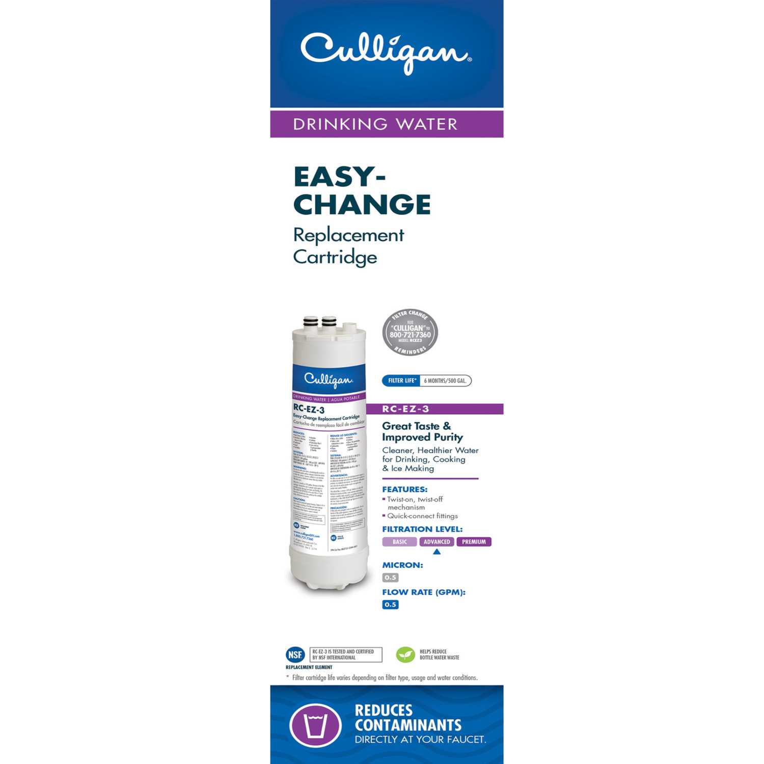 Culligan ICEasy Change Drinking Water Replacement Filter For Whole