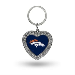 Rico NFL Denver Broncos Rhinestone Heart Keychain Metal 1 pc