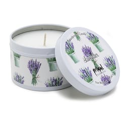 Primal Elements White/Purple Lavender Scent Tin Can Candle