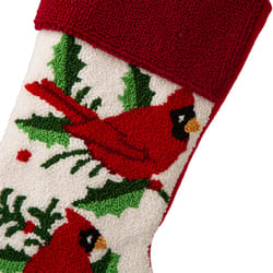 Glitzhome Multicolored Cardinal Christmas Stocking 0.79 in.