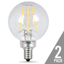 Feit G16.5 E12 (Candelabra) LED Bulb Soft White 60 Watt Equivalence 2 pk