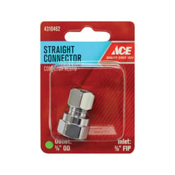 Ace 3/8 in. FPT 3/8 in. D Compression Brass Straight Connector
