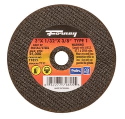 Forney 3 in. D X 3/8 in. Aluminum Oxide Metal Cut-Off Wheel 1 pc
