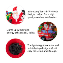 Glitzhome LED Santa in Truck Decor 59 in. Inflatable