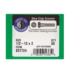 HILLMAN 1/2-13 in. D X 2 in. L Steel Hex Head Cap Screw 50 pk