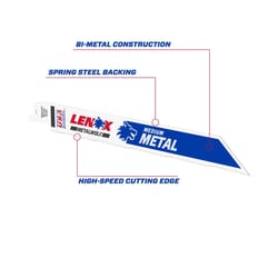 Lenox 8 in. Bi-Metal Reciprocating Saw Blade 18 TPI 5 pk