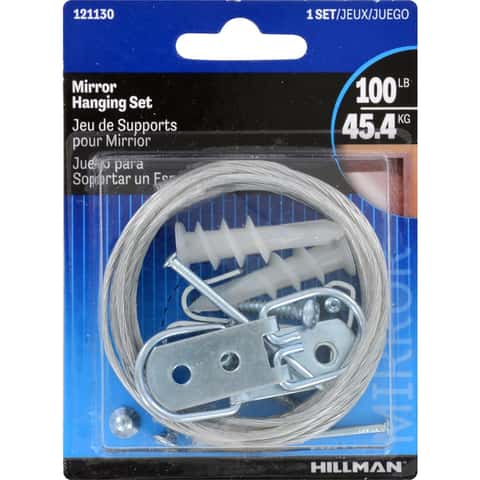 Hillman AnchorWire Silver Extra Heavy Mirror Holder Kit 100 lb 1 pk Hillman AnchorWire Silver Extra Heavy Mirror Holder Kit 100 lb 1 pk