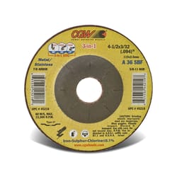 CGW 4-1/2 in. D X 5/8-11 in. Aluminum Oxide Cutting/Grinding Wheel 1 pc