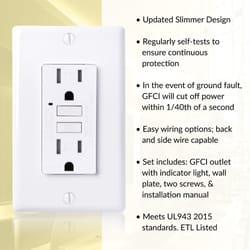 Faith 15 amps 125 V Duplex White GFCI Outlet 10 pk