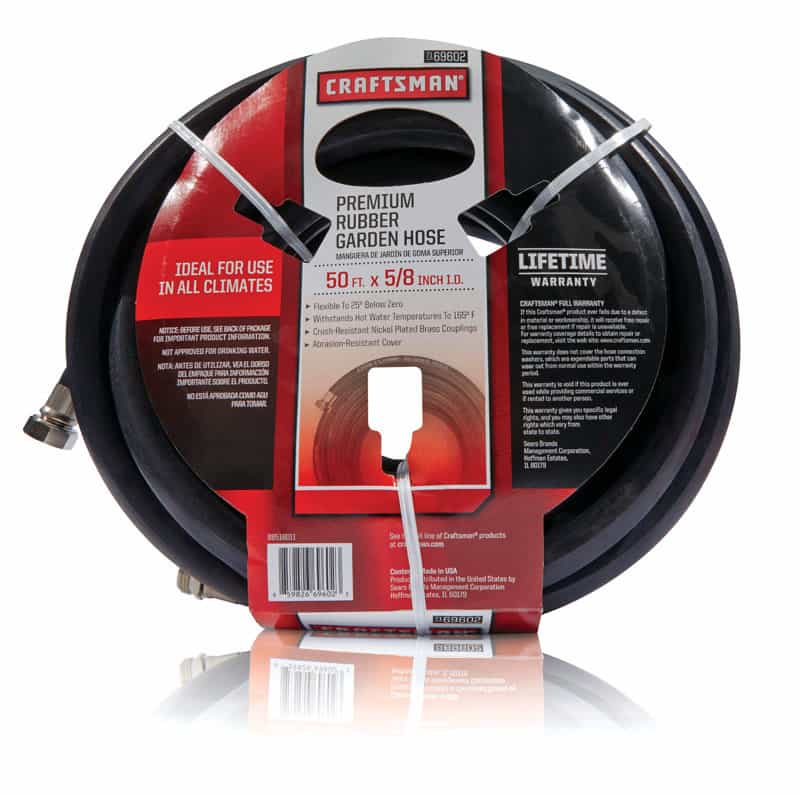 Craftsman 5 8 In Dia X 50 Ft L Premium Grade Black Rubber Hose