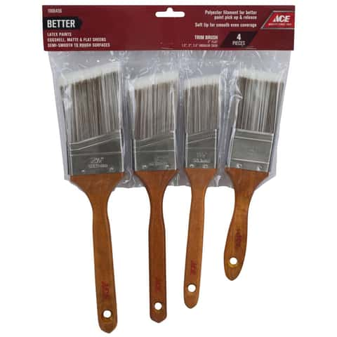 2pc Angled Paint Brush 1.5 inch & 2 inch 100% Polyester for All Paints Interior/Exterior