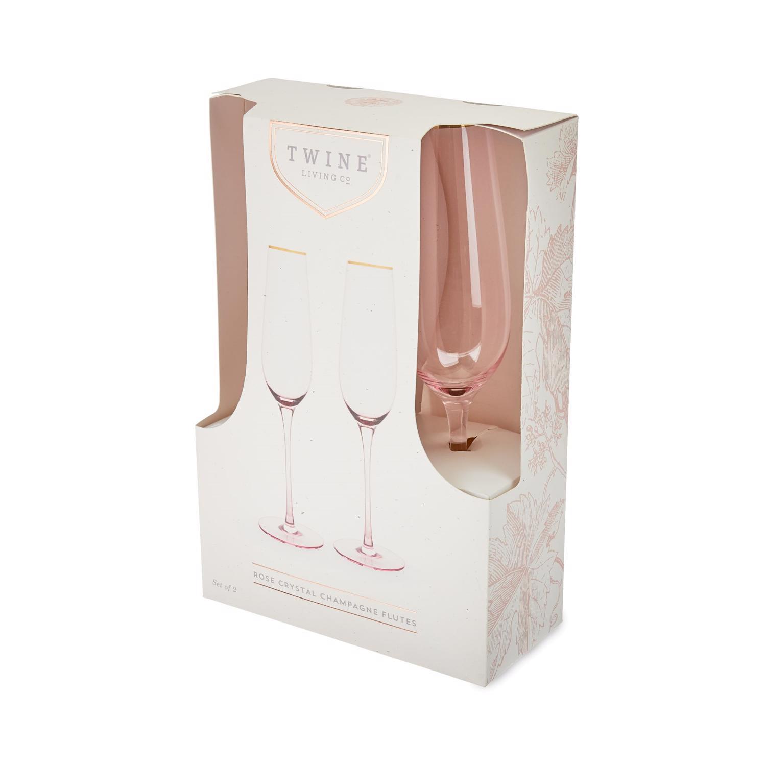 TWINE 8 oz Rose Gold Crystal Champagne Flutes Sansujyuku sansujyuku.com