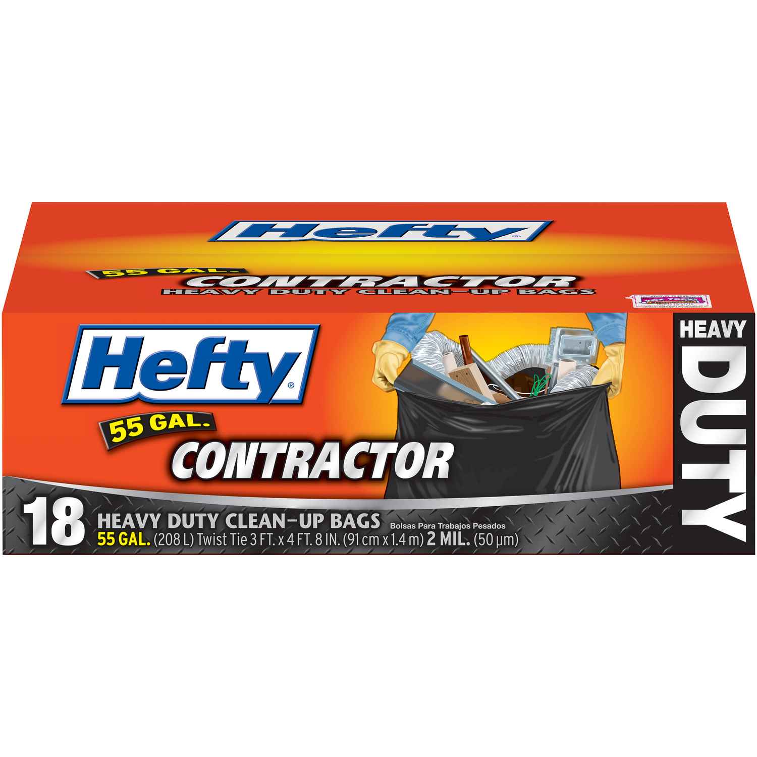 Hefty 55 Gal. Contractor Black Trash Bag (16-Count)