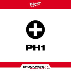 Milwaukee Shockwave Phillips #1 X 1 in. L Impact Insert Bit Steel 2 pk