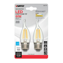 Satco . CA10 E26 (Medium) LED Bulb Warm White 60 Watt Equivalence 2 pk