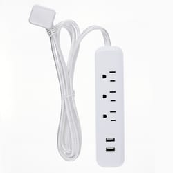 Globe Electric Designer 6 ft. L 3 outlets Power Strip with USB Ports White 300 J