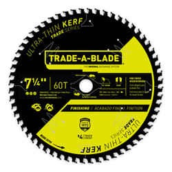 Trade A Blade 7-1/4 in. D X 5/8 in. Ultra Thin Kerf Carbide Saw Blade 60 teeth 1 pk