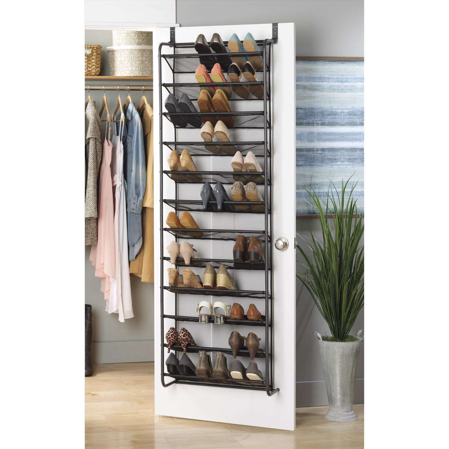 Whitmor Hanging 8 Section Shoe Shelves, Gray