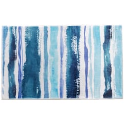 Cozy Living 21 in. W X 33 in. L Aqua Sapphire Stripes Polyester Accent Rug