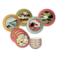 Camp Casual Multicolored Melamine Vintage RV Dinnerware Set 1 pk