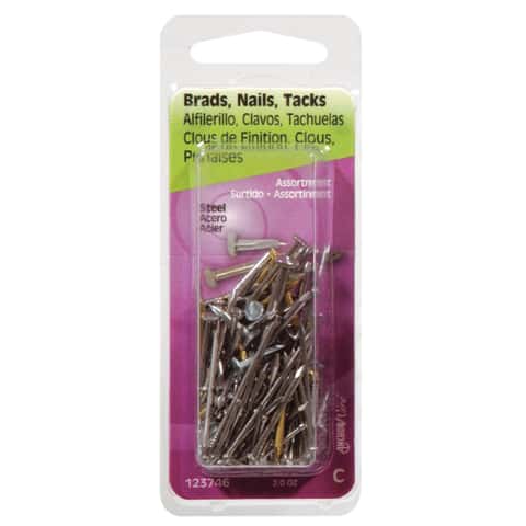 Hillman Assorted in. Assorted Steel Assorted Nails, Tacks, Brads and Screws Set Assorted Head Hillman Assorted in. Assorted Steel Assorted Nails, Tacks, Brads and Screws Set Assorted Head